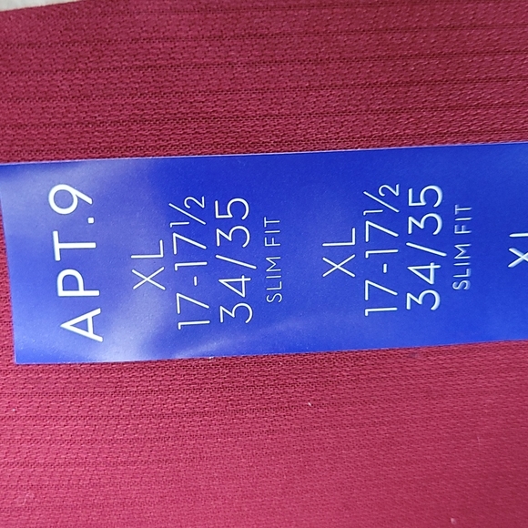 Apt 9 Slim-Fit Button-Down Shirt  Cabernet  Easy-Care Spread-Collar Men's XL NEW - Picture 6 of 7